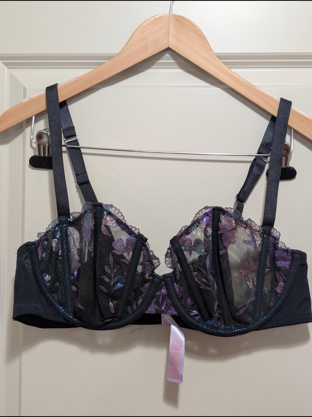 Savage x Fenty Black Floral Sheer Underwire Bra - Women Intimates